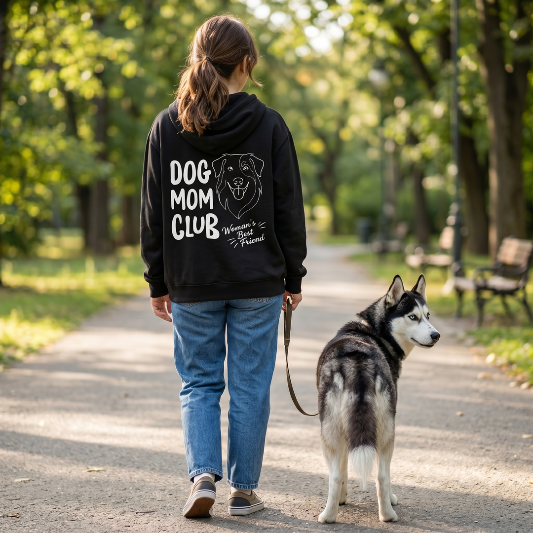 Dog Mom Club Hoodie - Custom Pet Portrait